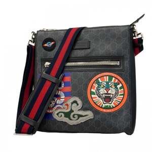 Gucci GG Supreme Sherry Line Shoulder Bag 474137 Black Multicolor Men's